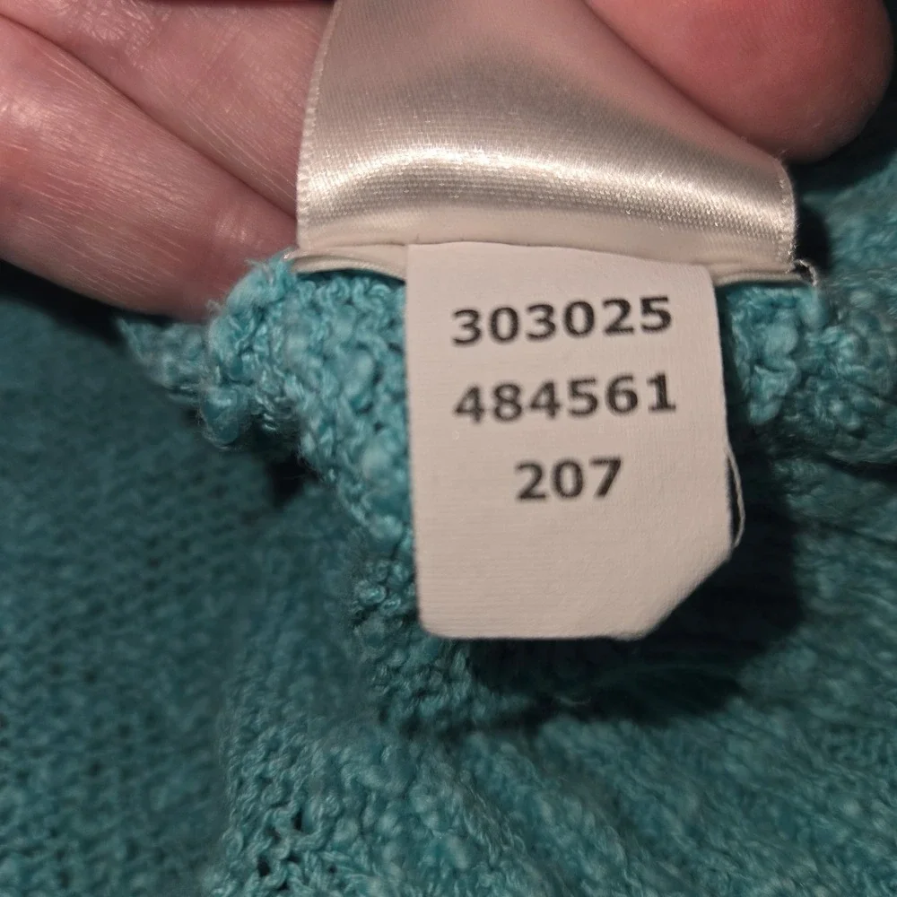 Vintage Y2K Old Navy‎ Aqua Chunky Knit Wide V Neck Sweater Cotton Women M Bella